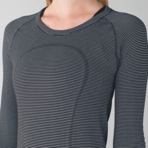 Lululemon Swiftly Tech Long Sleeve in Black and Grey Tiny Stripe